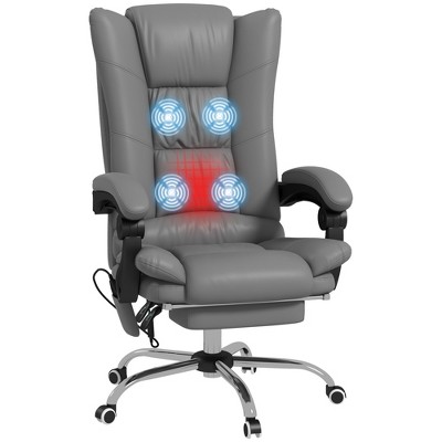 Vinsetto Vibration Massage Office Chair with Heat, Adjustable Height, High Back, Armrest, Footrest, PU Leather Comfy Computer Chair