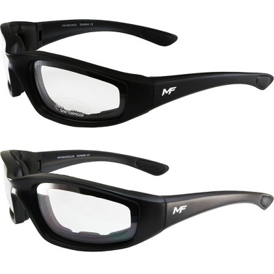 2 Pairs of MotoFrames Payback Safety Motorcycle Glasses with Clear, Clear Mirror Lenses