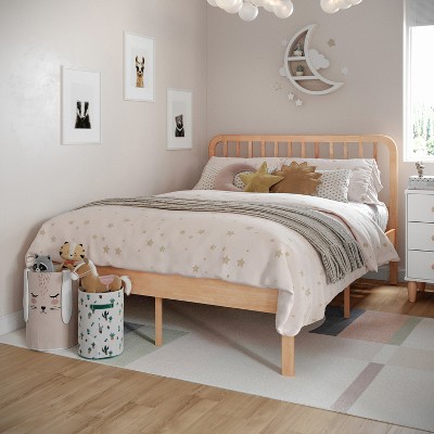 Buzz & Bloom Platform Bed Frame with Wood Slat Headboard and Foundation