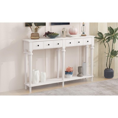 NicBex 4 Drawers Console Table with 1 Open Shelf,Entryway Table with Round Knobs and Versatile Storage,Modern Couch Table for Living Room