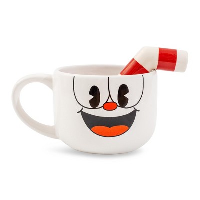Toynk Cuphead Ceramic Coffee Mug and Straw | Holds 20 Ounces