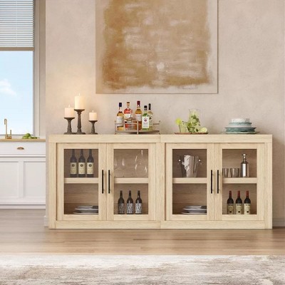 70.8" Wood Sideboard Buffet Cabinet,Framed sideboard with Storage, 4 Doors - Coffee Bar, Media Console Credenza for Living Room, Kitchen, Entryway