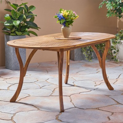 Sapphtopaz Patio Outdoor Table Patio Dining Table Wood Outdoor Round Dining Table Picnic Table for Garden, Lawn, Patio