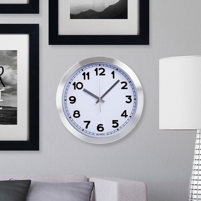 Hastings Home 12 Inch Brushed Aluminum Wall Clock