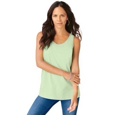 Roaman's Plus Size Cotton Scoopneck Tank Top