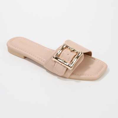 Berness Women's Kimberly Buckle Slide Flat Sandals