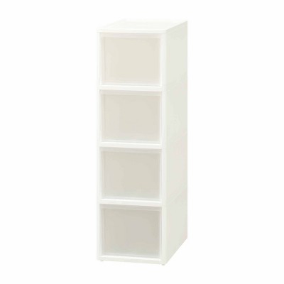 JEJ Astage Reinforced Multi-Purpose Storage Drawer Medium 4 Shelf White Clear