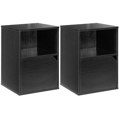 Tangkula Set of 2 Nightstands Side End Table Storage Cabinet Shelf Living Room