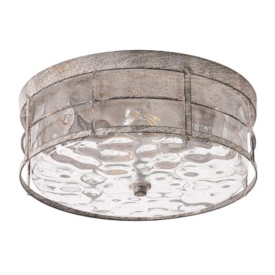 Dewdrop Vintage Flush Mount Ceiling Light Fixture Industrial Silver with Rippled Glass for Kitchen Dining Entryway