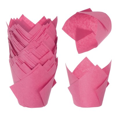 Unique Bargains Greaseproof Paper Cupcake Muffins Liners Tulip Baking Cups 50 Pcs