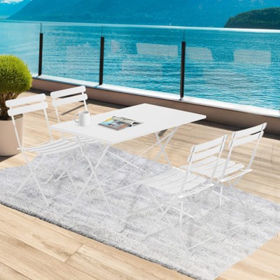 EROMMY 5-piece Foldable Patio Bistro Set With Rectangular Table And Chairs, Weather-resistant Iron Outdoor Dining Set For 4 People