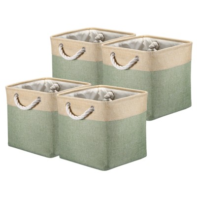 Unique Bargains Collapsible Fabric With Handles Organizing Storage Baskets 4 Pcs