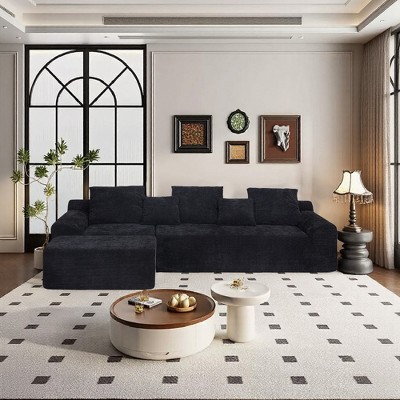 111" Modular Sectional Sofa with Adjustable L-Shaped Design, Velvet Sectional Sofa for Living Room, Large Sectional Sofa for Family Spaces-Koiai