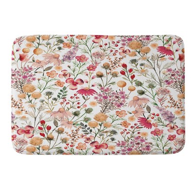 Ninola Design Meadow Perennial Botanical Red Memory Foam Bath Rug Red - Deny Designs