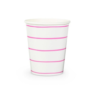 Daydream Society - Cerise Frenchie Striped 9 oz Cups - Pack of 8 Paper Cups