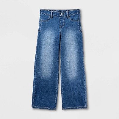 Girls' Adaptive Wide Leg Jeans - Cat & Jack™ Medium Wash