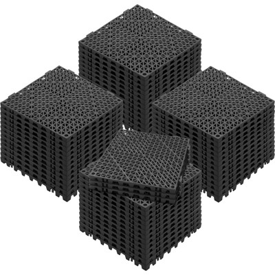 VEVOR Interlocking Tile 55PCS Black, Drainage Tiles 12" x 12" Splicing, Soft PVC Interlocking Drainage Floor Tiles, Non-Slip Drainage Holes