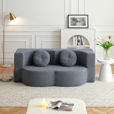 GDFStudio Xanthe 75.5" Velvet and Compressed Foam Floor Sofa Bed