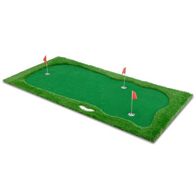 NAYSAYE Golf Trainer Golf Putting Green Mat with 3 Holes Flags and Cups for Indoor Outdoor, Green