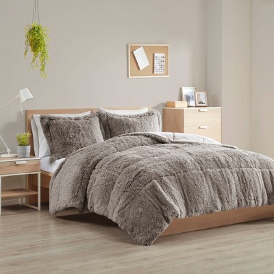 Intelligent Design Leena Shaggy Long Faux Fur Comforter Mini Set