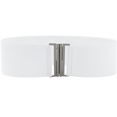INSPIRE CHIC Women's Metal Interlock Buckle Stretchy Fashion Vintage Elastic Waist Belts 1 Pc