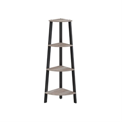 MOEPISY 4-Tier Corner Bookshelf, Greige and Black