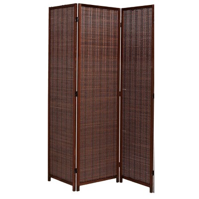 Legacy Decor Room Divider Wood and Bamboo Weave