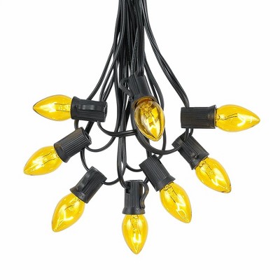 Novelty Lights 25 Feet C7 Christmas String Light Set, Vintage Holiday Hanging Light Set, Black Wire