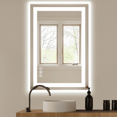 MAYEERTY Bathroom Mirror Dual Light Source Three Lighting Modes