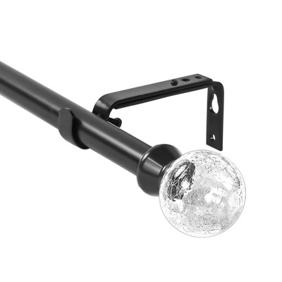 1 inch Diameter Crackle Glass Adjustable Single Drapery Curtain Rod