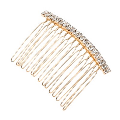 Unique Bargains Women's Short Double Rhinestones Side Comb 1 Pc