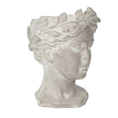 NAYSAYE Planter Greek Style Cement Head Planter Unique Accent Piece for Indoor Outdoor Garden, Gray, 6.3"*5.9"*9.1"