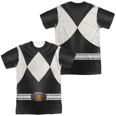 Men's Power Rangers Black Ranger (Front Back Print) Short Sleeve Costume T-Shirt