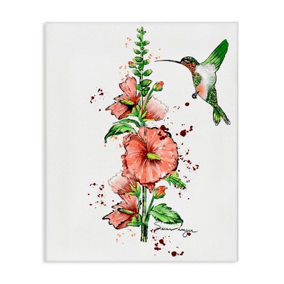Stupell Industries Hummingbird And Hollyhock Canvas Art