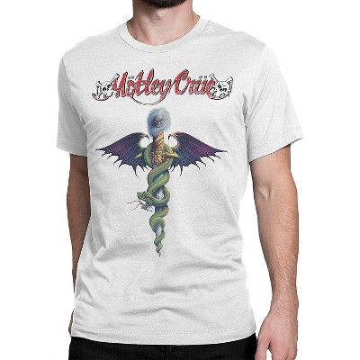 Mens Motley Crue Rock Shirt - Motley Crue Classic Rock Vintage Tee - Nikki Sixx, Vince Neil, Tommy Lee (White, Small)
