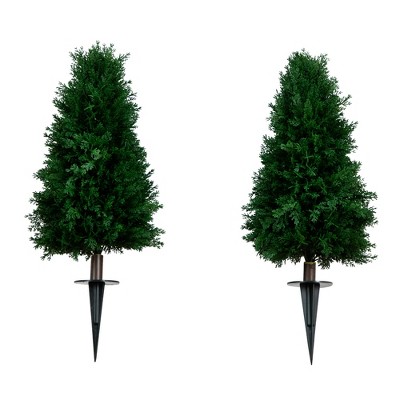 Nearly Natural 2.5-ft UV Resistant Artificial Cedar Plant with Integrated Ground Stake (Indoor/Outdoor) - Set of 2