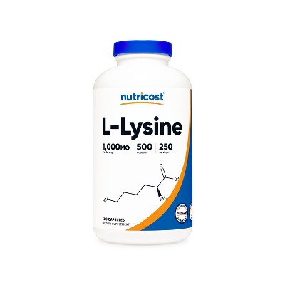 Nutricost L-Lysine Capsules (500 MG) (500 Capsules)
