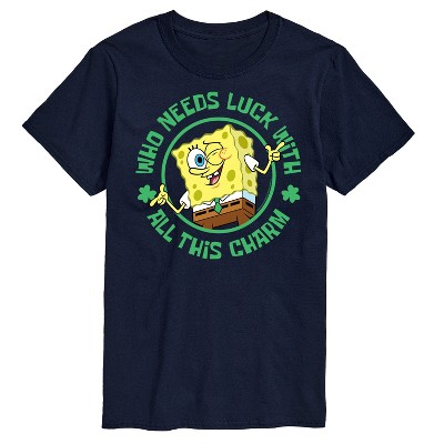 Men's - SpongeBob Squarepants - Who Needs Luck With This Charm St. Patrick's Day Short Sleeve Graphic T-Shirt