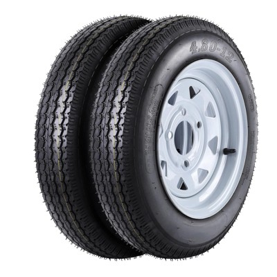 Garvee 2 Pack 4.80-12 4.80x12 480-12 4.80-12 Trailer Tires with 12'' Rims, 4 Lug on 4.5'', Load Range C 6PR