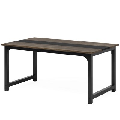 Lirago Compact Rectangular Conference Table-Durable E1 Wood Rustic-Gray and Black Multi-Purpose Office Desk