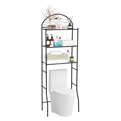 GustoWave 3-Tier Over The Toilet Storage, Over Toilet Bathroom Organizer Storage Cabinet, 67" Freestanding Bathroom Above Shelf, Space Saving,Black