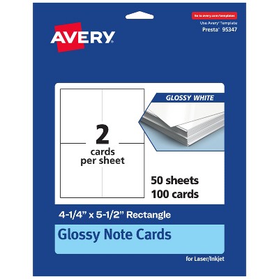 Avery Printable Note Cards, 4.25" x 5.5", Glossy White, 100ct