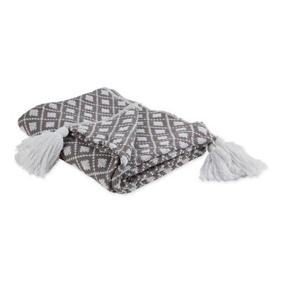Diamond Lattice Throw Blanket Gray - Design Imports: Cotton, Hypoallergenic, Machine Washable, 50x60 inches