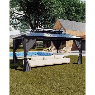 GustoWave 10' x 12' Heavy Duty Hardtop Patio Gazebo for Garden, Patios, Lawns