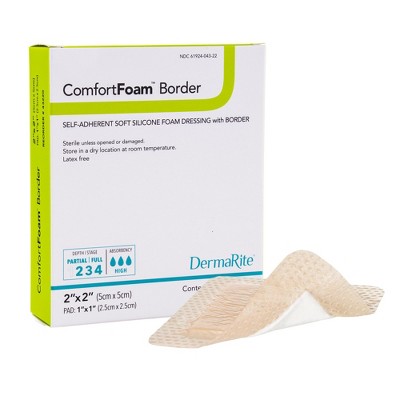 ComfortFoam Bordered Foam Wound Dressing, Silicone Adhesive - 10 Pack
