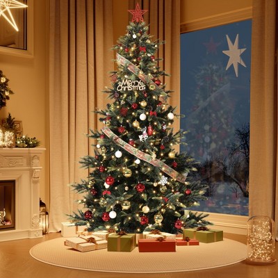 4.5ft Pre-lit Artificial Christmas Tree, Spruce Prelit Christmas Trees for Home, UL Listed Lights Incandescent Warm Light