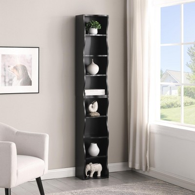 ORRD 8-Layer Adjustable Ultra-Thin Bookshelf, Wavy Border Design Narrow Display Storage Shelf for Home Office