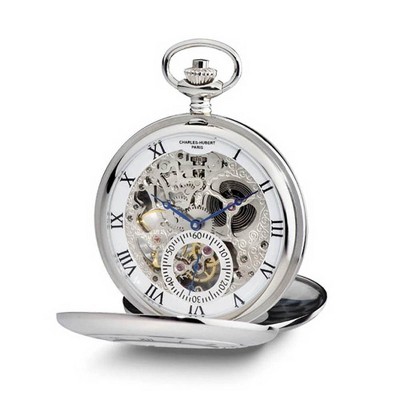 Black Bow Jewelry Charles Hubert Open Heart Dial 53mm Case Pocket Watch