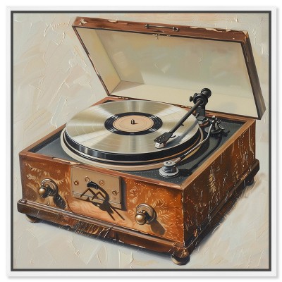 Notoriart Vintage Record Player Bar Cart Art For Men Framed