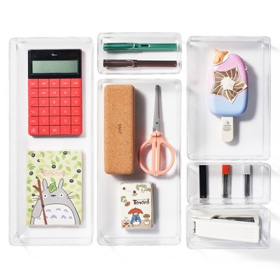 Sorbus Clear Drawer Organizer Set, Multi-Purpose Bins for office supplies, craft materials, and more